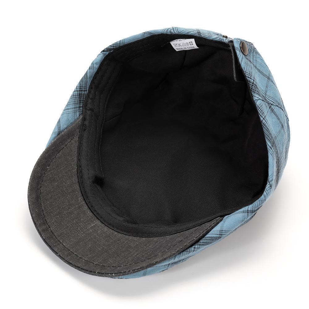 Spring Summer Thin Beret Men's Peaked Cap Women's Plaid British Retro Progressive Cap