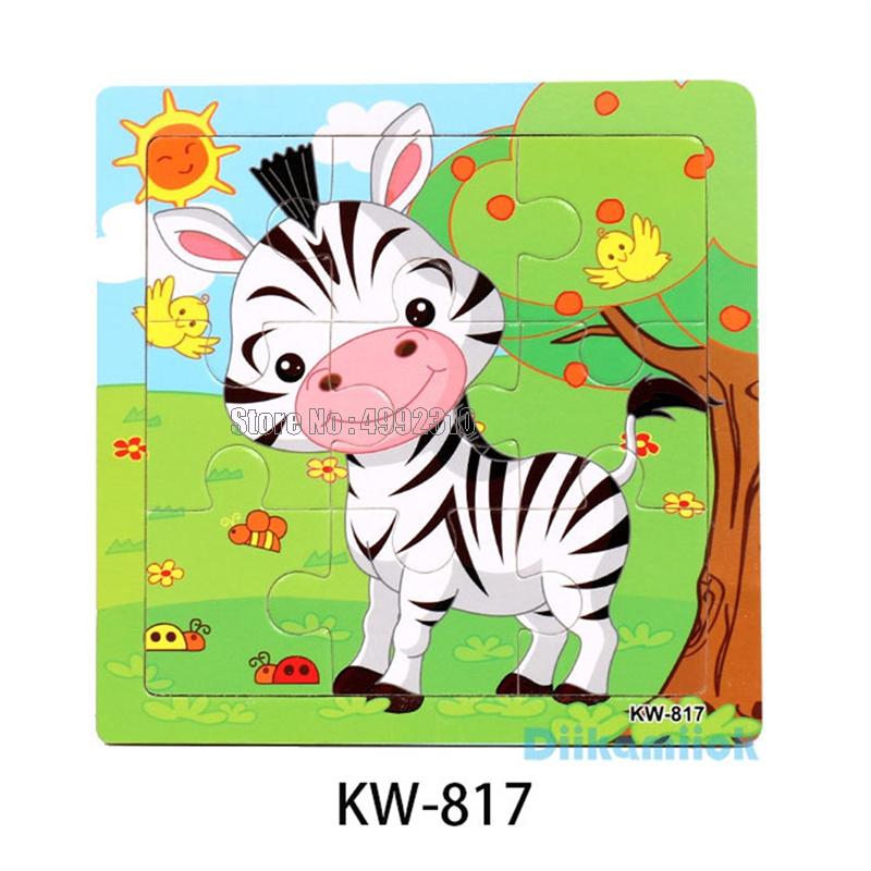 9pcs Wooden Puzzle Cognition Animals And Vehicles Jigsaw Kindergarten Educational Toys Kids Wood Toy Gift