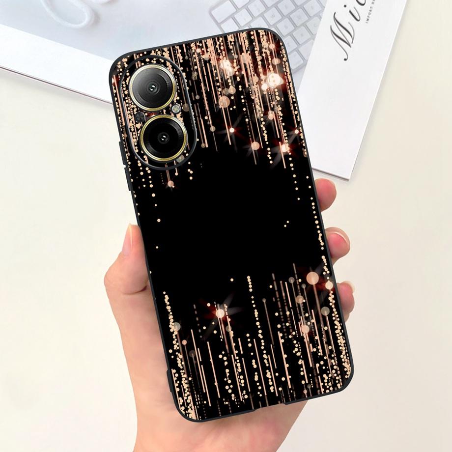 Hülle Für Oppo Realme C67 4G RMX389 Handyhüllen Schwarze Katze Mondnacht Weiches Silikon Stoßfeste Rückabdeckung Für RealmeC67 4G Funda
