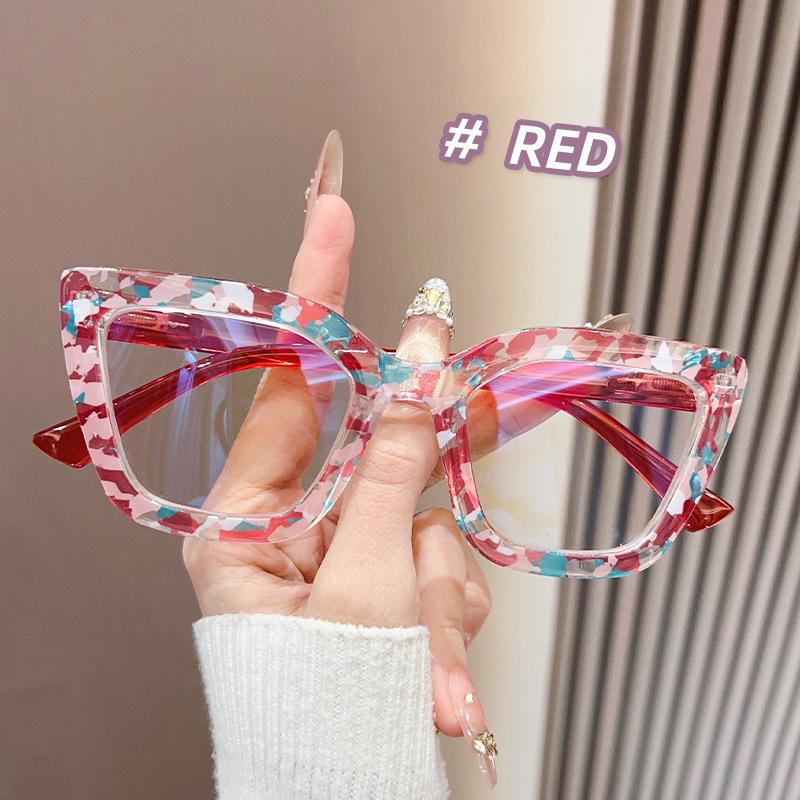 2026New Reading Glasses Woman High Quality HD Readers Stamp Colorful Eyewear Fashion Cat Eye Color Blocking Reading Eyeglasses