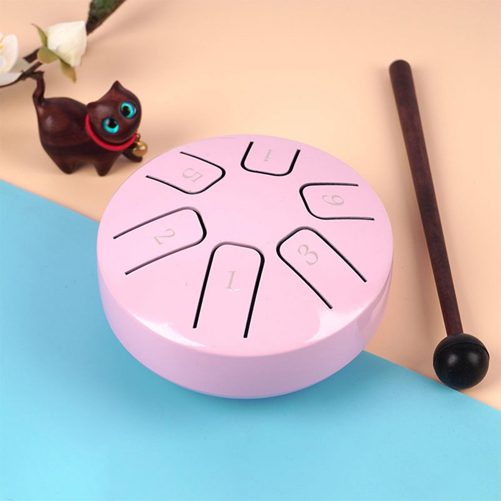 6 Notes 3.8-inch   Steel Tongue   Hand Pan   Zen   Percussion Instrument with  sticks for Beginner Musical Education Concert Mind Heali
