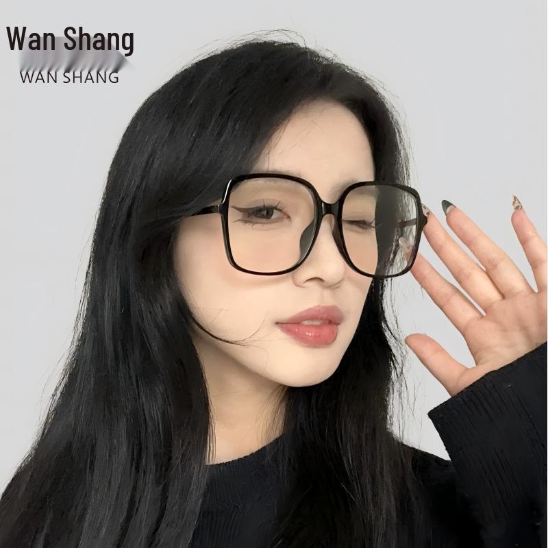 Artistic Large Glasses Frame for Slimming Effect with Prescription Myopia & Anti-Blue Light Options