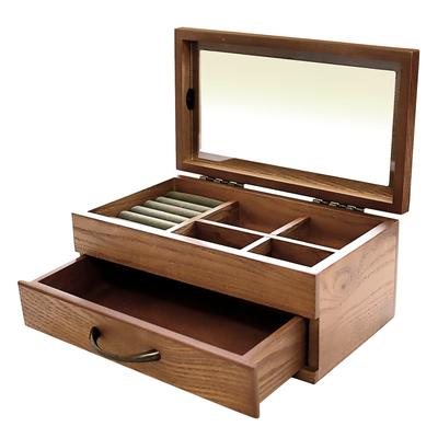 Sears Jewelry Box Wooden Jewelry Box Accessory Box Necklace Ring Earrings Storage Large Capacity Dark Brown [Sears] S98-0001-db