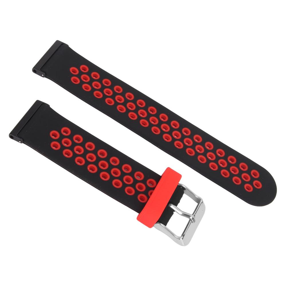 Bracelet de montre de remplacement 24 mm Contraste de couleur Ajuster la taille Bracelet de montre en silicone souple pour Spartan Hr Baro Noir Rouge