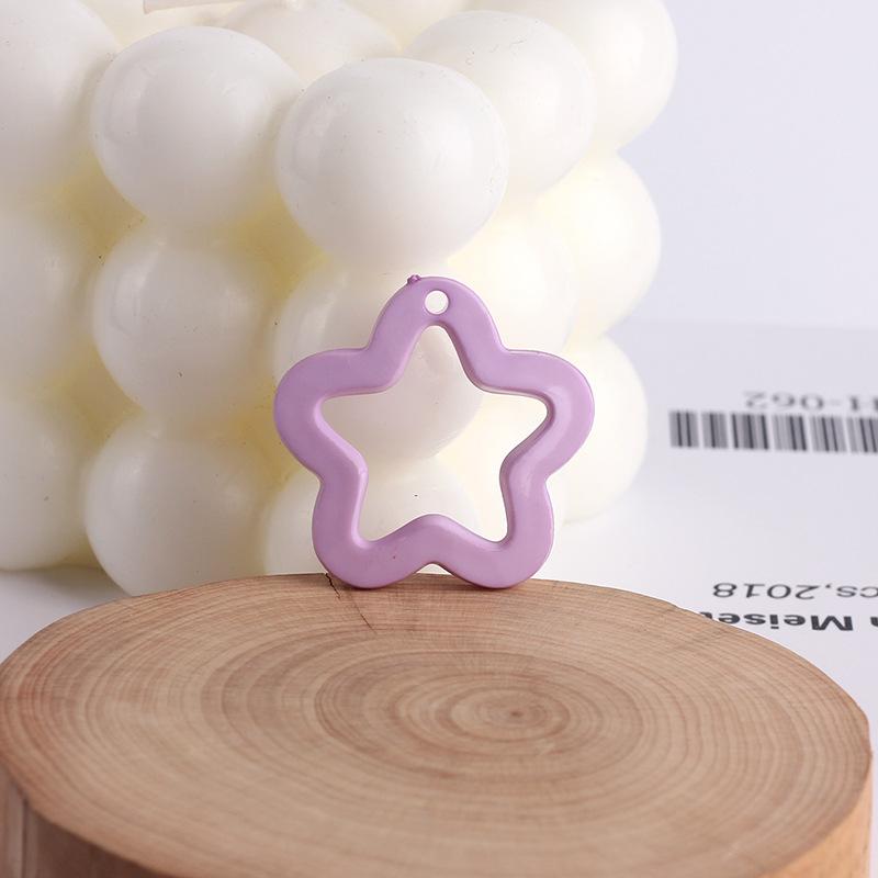 30x29mm Macaron Color Solid Hollow Cartoon Star Charms With Hanging Hole Acrylic DIY Earrings Ornaments Jewelry Accessories