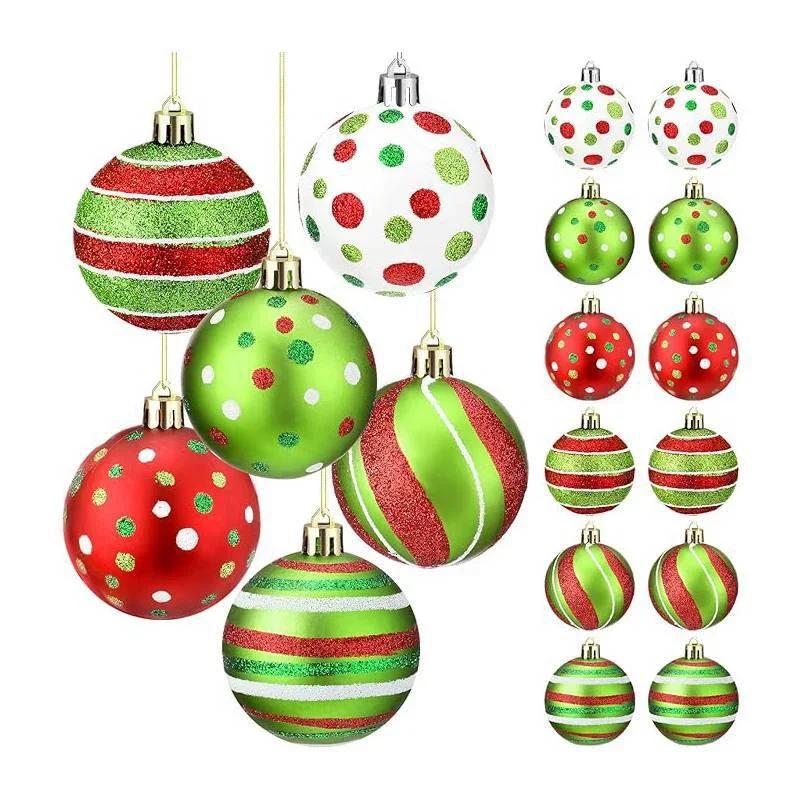 Pack of 12 Christmas Decorations Hand-painted Electroplated Plastic Christmas Ball Christmas Tree Pendant Holiday Decorations