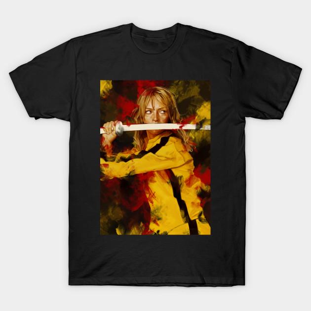 

Men Black Print T-shirt Kill Bill No-Cut Transfer Paper Print Cotton Tshirt XL чорний