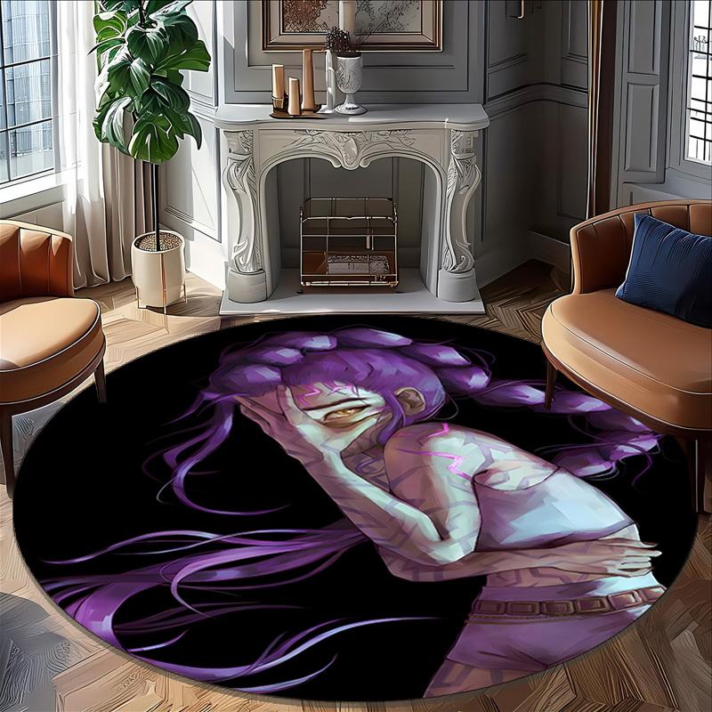 1pc KPop Demon Hunters RUMI5 Print Round Carpet Chair Round Carpet Suitable for Bedroom Living Room Home Decorative Carpet