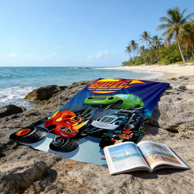 1 Stück Blaze und die Monster-Maschinen (4) Strandtuch, Strand- und Meeresufer-Schwimmbadausstattung, Modisches Muster, Rechteckig, Reiseutensilien