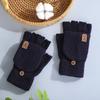 Wool Half-finger Wool Gloves Winter Knitted Warm Men's and Women's Flip Deer Keyboard Dual-purpose Couple