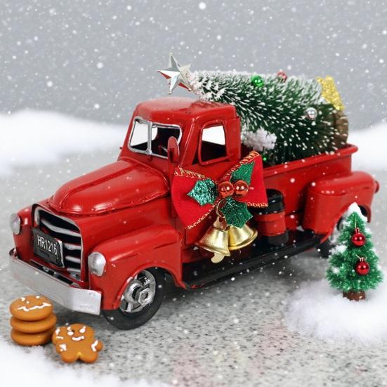 Christmas Ornament Retro Car Model Xmas Tree Bell Decor Anti-Rust Paint Surface Home Office Decoration