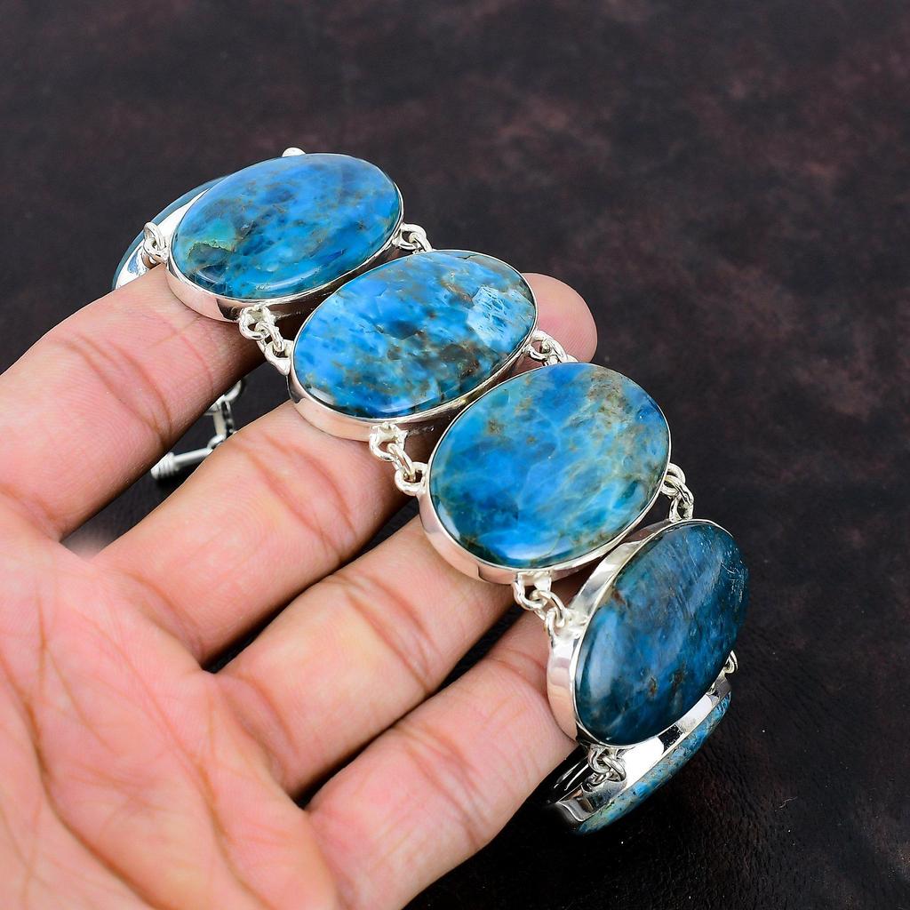 Brățară neon apatit Brățară lucrată manual Brățară din argint 925 Brățară cu lanț reglabil Bijuterii cu pietre prețioase de calitate superioară Cadou de aniversare