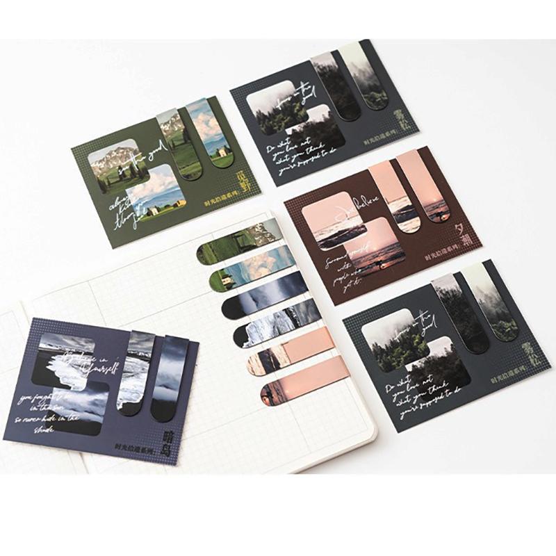 Creative Magnetic Bookmarks Beautiful Landscape Book Pages Marker Students Back To School Supplies Aesthetic Stationery Gifts