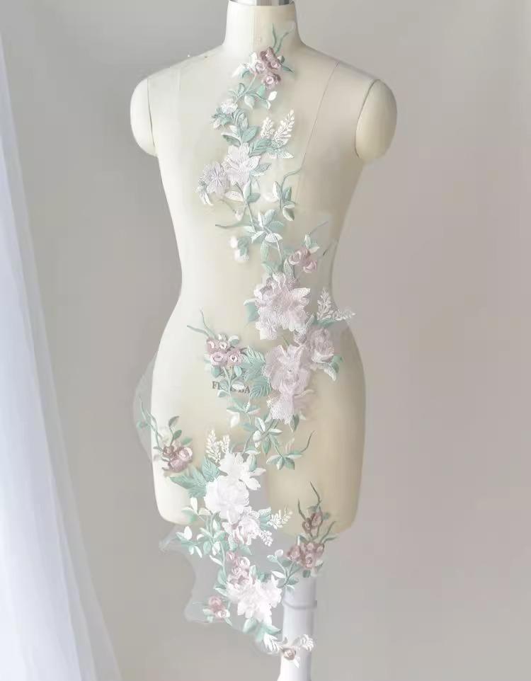 Accesorios de Encaje de Color, Vestido Con Encaje Bordado de Escenario Aplique Joyería Hecha a Mano Diy Tela para Ropa Tela