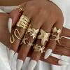 Ingemark 9-teiliges Set Kreativer Unregelmäßiger Blumen-Seestern-Ring für Damen Exquisite Offene Verstellbare Geometrische Ringe Party Schmuck Geschenk