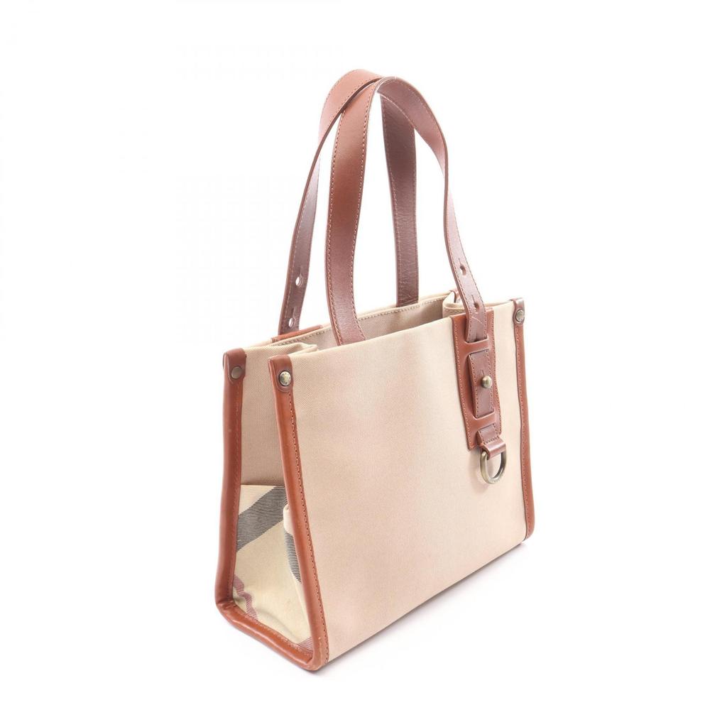Used BURBERRY Nova Check Tote Bag Canvas Leather Beige Brown Used Women