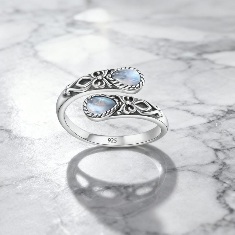 Sam Panda 925 Rings for Women Simple Geometric Handmade Irregular Retro Ring Gold Zircon Allergy For Birthday Gift