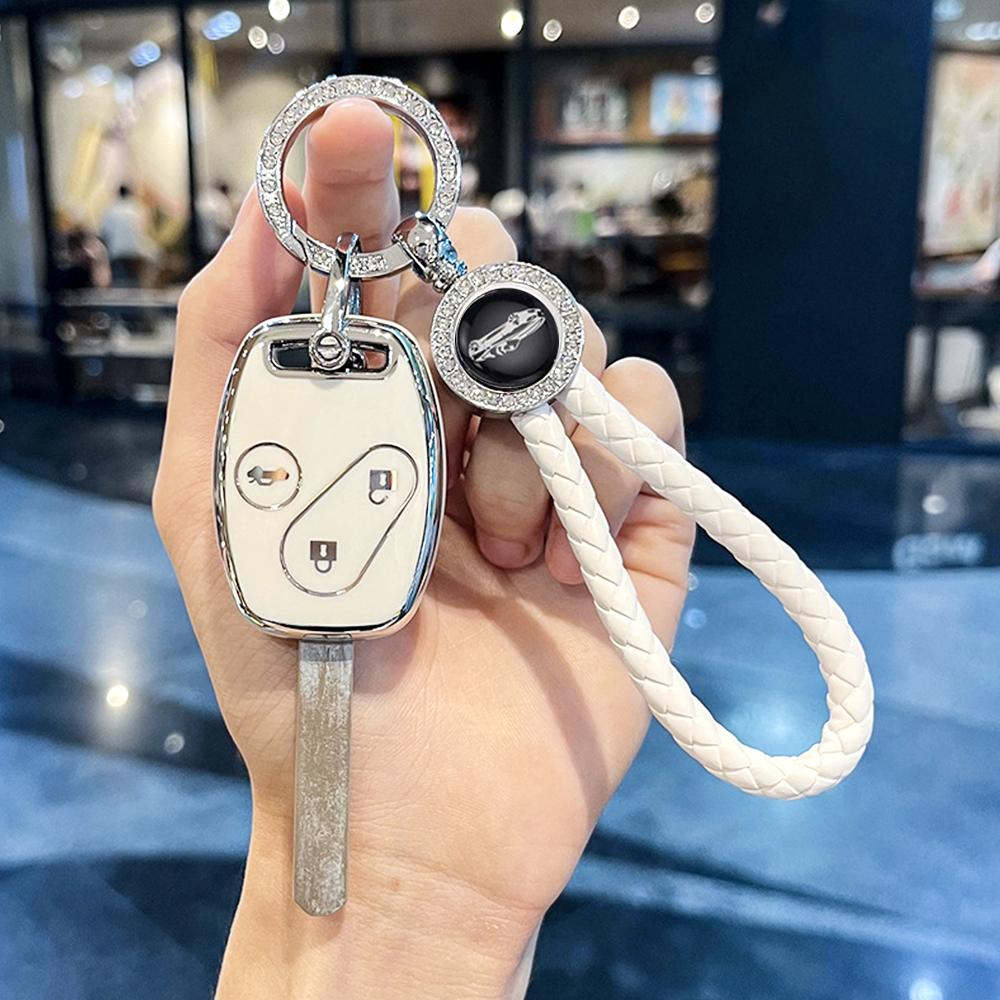 2/3 Buttons Silver Edge Auto Shell Fob For Honda CRV CR-V Pilot Insight Ridgeline Accord Civic TPU Car Remote Key Case Cover