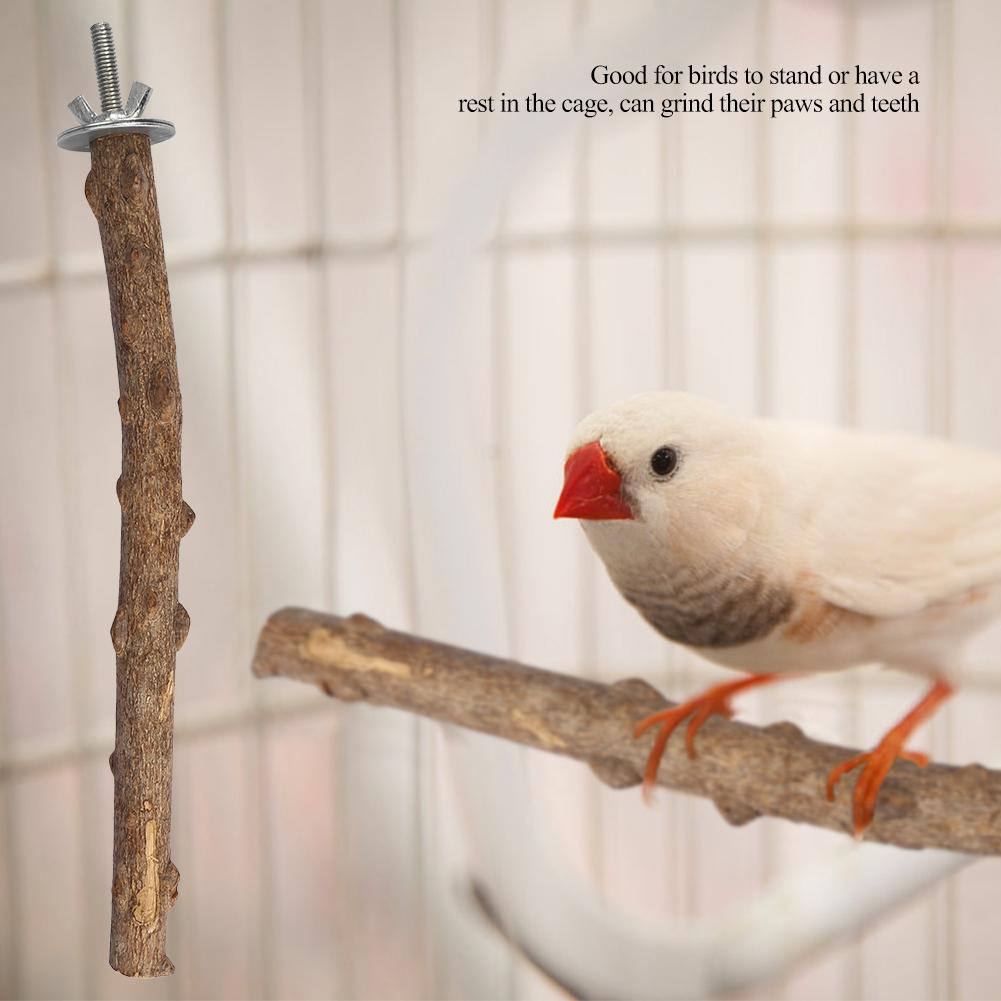 Natural Wood Stand Holder Grinding Perch Bird Chew Hanging Cage Toy(1.5.2.5*25cm)