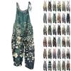 Jumpsuit for kvinner Blomstertrykk Uformelt løs vintage skulderstropp bomull lin