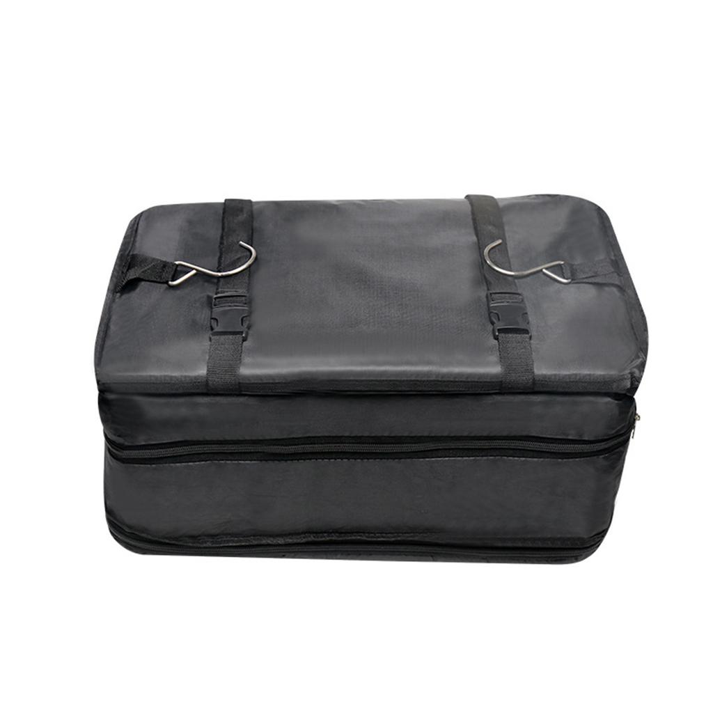 Three Layer Hanging Travel Organizer Bag with Mesh Compartments and Zippered Bottom for Suitcase Closet Storage