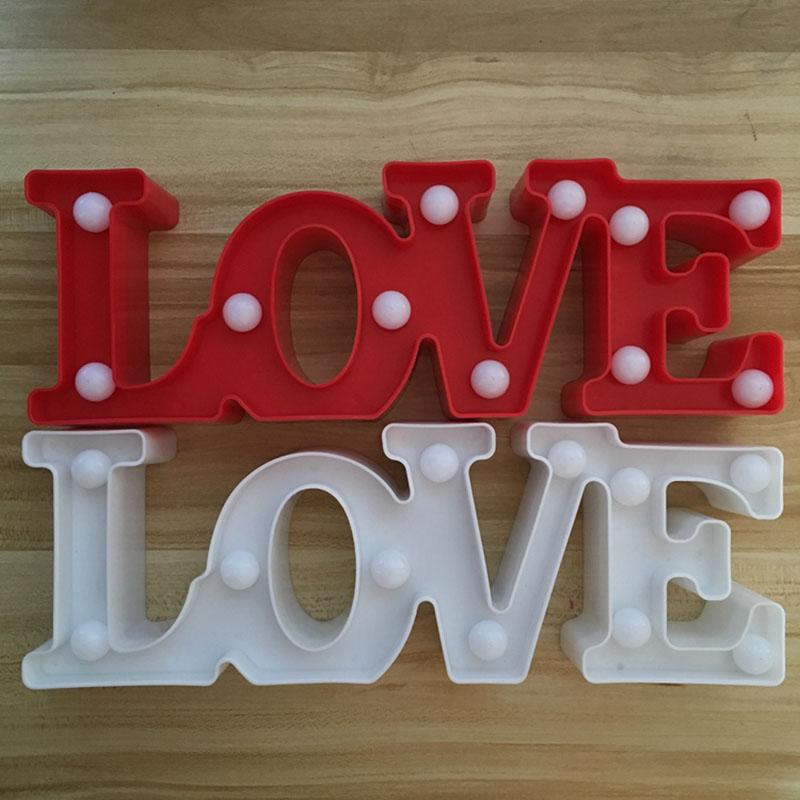 Romantic 3D LOVE LED Letter Sign Night Light Marquee Warm Light Table Lamp lanterns nightlights For Wedding Decor Lovers Gifts