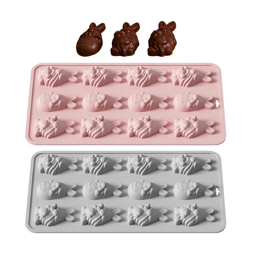 12-cavity 3D Rabbits Dwarf Mold Easter Bunny Silicone Mold Easy Release Non Stick Easter Silicone Chocolate Mold For Candy