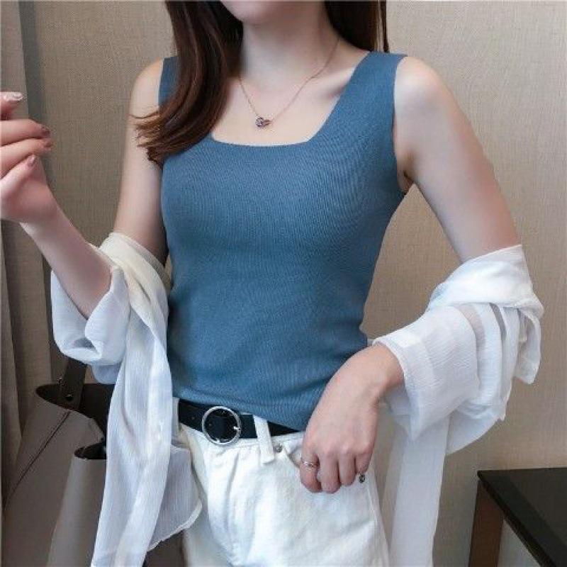 Women's Summer Sleeveless Black Knit Tank Top - Sexy Base Layer & Trendy Outerwear