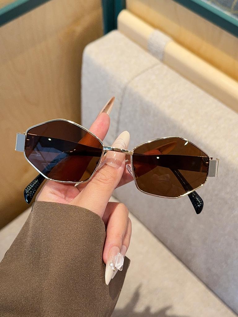 1Pc Fashionable Geometric Glass Frame Personalized High-End Metal Fashionable Trendy Glasses Fashionableable Versatile Decorative Accessories