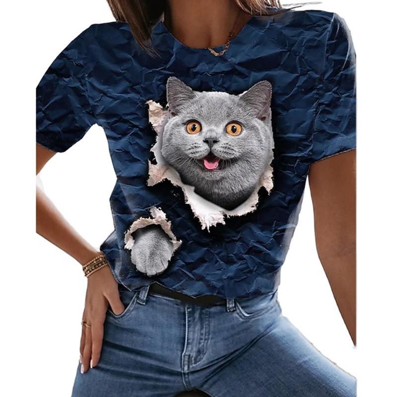 Fashionable 3D T-shirt for Women with Short Sleeves Casual and Comfortable Top T-shirts