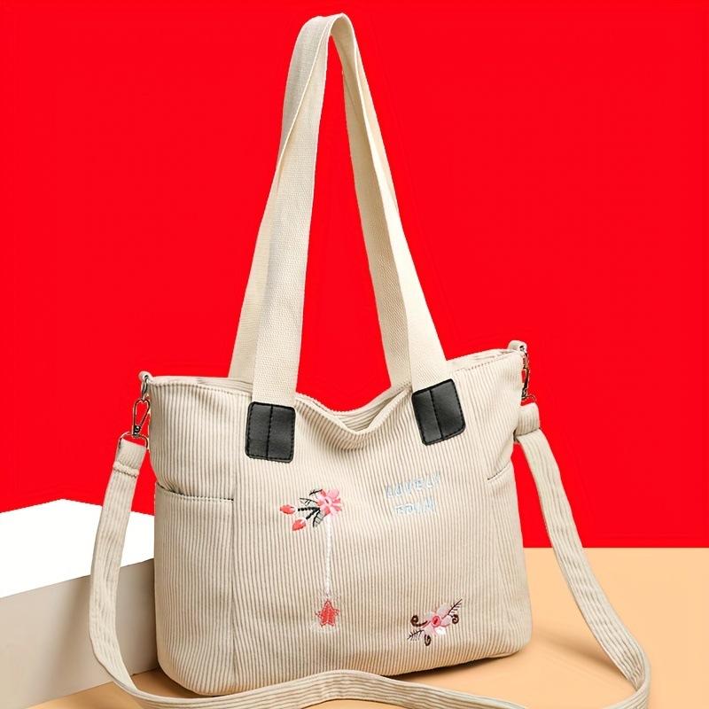 Large-capacity Tote Bag, Casual and Versatile Embroidered Shoulder Bag, Commuter Handbag