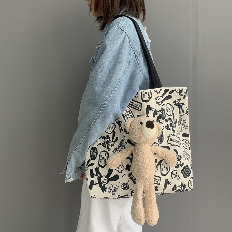 Large Capacity Bag New Bear Graffiti Canvas Bag