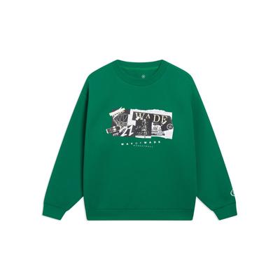 Lining Solid Color Letter Print Pullover Sweatshirt Unisex Tops Pine-Green AWDT147-7