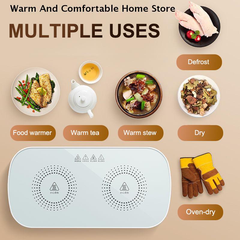 Electric Heating Plate Food Warmer Mat Silicone Dining Table Fast Warming Food Coffee Heater Tray Foldable Food Warming Plate