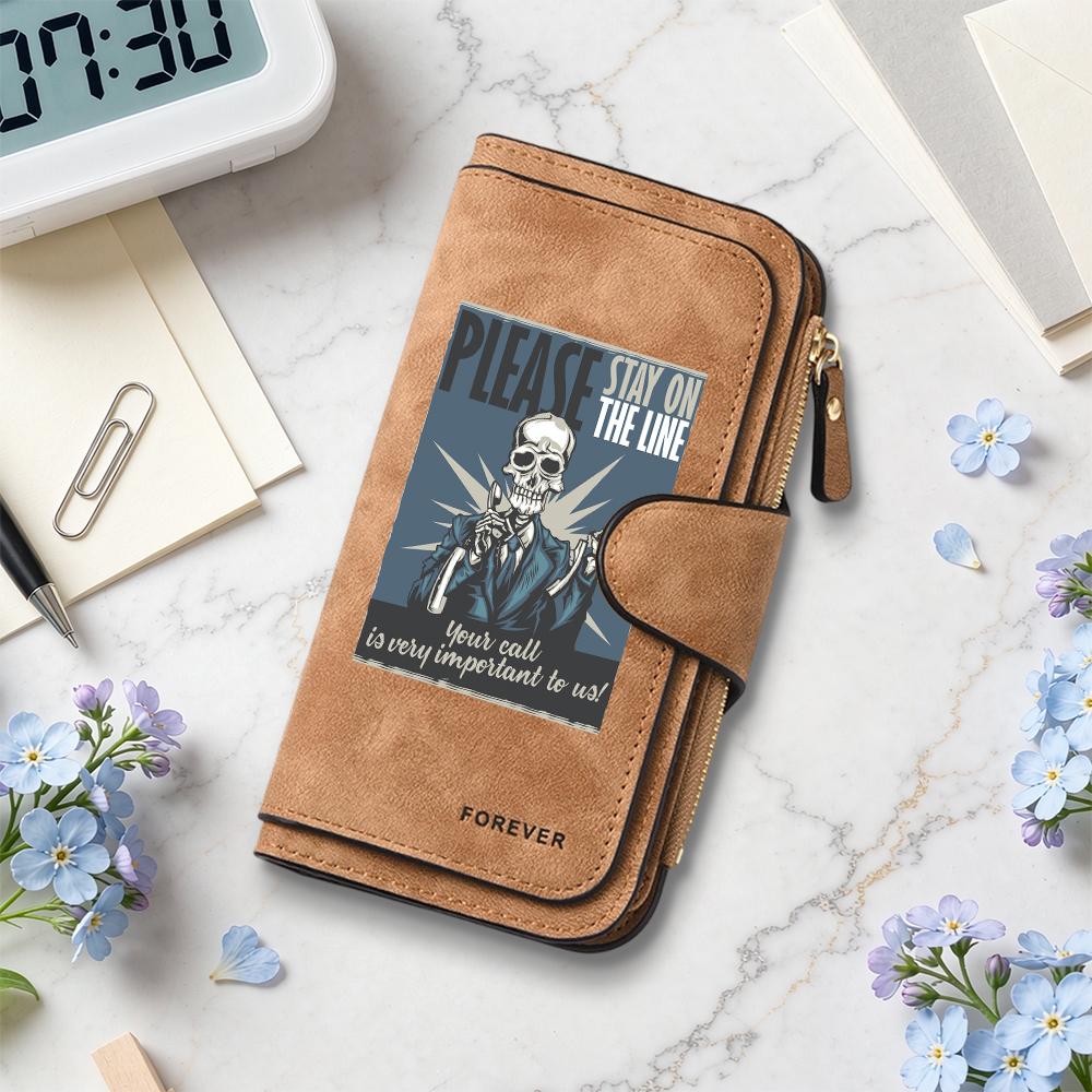 Skull Print Wallet Fashion Casual Multi Card Slot Portable Purse