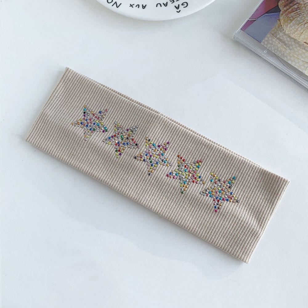 Non Slip Rhinestone Star Headband Elastic Stretchy Sweatband Y2K Knit Hair Band Daily Wear