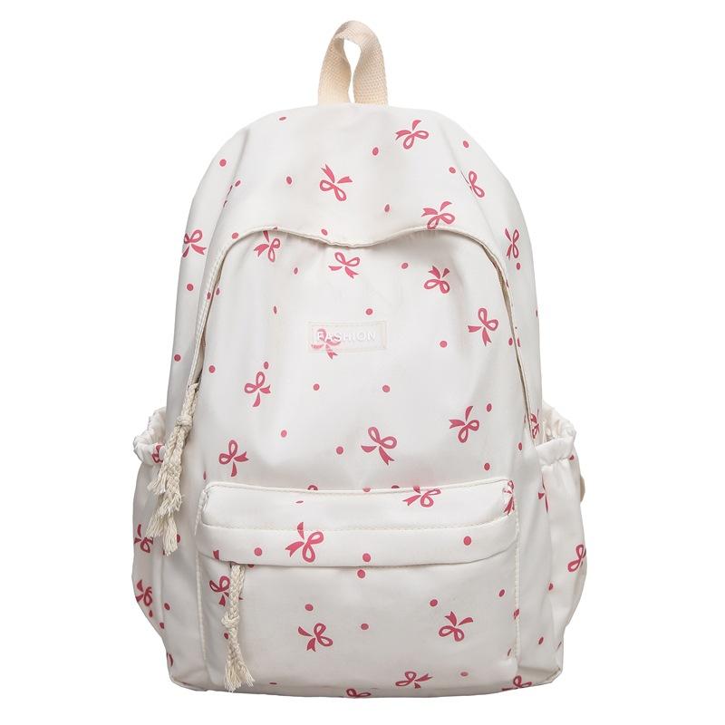 Schultasche für Studenten mit Schleifendruck, Rucksack mit großem Fassungsvermögen, Damen-Computerrucksack