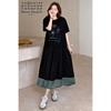 DIMANAF 2026 Plus Size New Dress Summer Women Lady Shirt Dress Floral Loose Beach Casual Long Dresses O-Neck Black