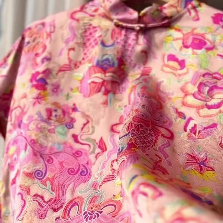 Summer Elderly Versatile Printed Temperament Short Sleeve 2025 Summer Shirt Top