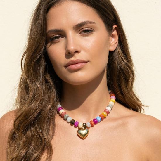 Klobiger Bunter Perlen-Choker Harzperlen-Halskette Boho Urlaubs-Halskette für Damen Tägliches Tragen Sommer Strandurlaub Schmuck