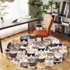 1pc Cats Face Pattern Office Round Rugs, Under Chair Round Rugs for Living Room, Bedroom, Bathroom Decoration Carpet 091809