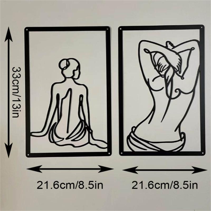 1Set Metal Minimalists Abstract Woman Wall  Line Drawing Wall Decors Single Line Female Home Hangings