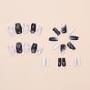 Fake nails simple wear nail peach blossom printing fake nails silver cat eye removable nail art pieces 24 pieces
