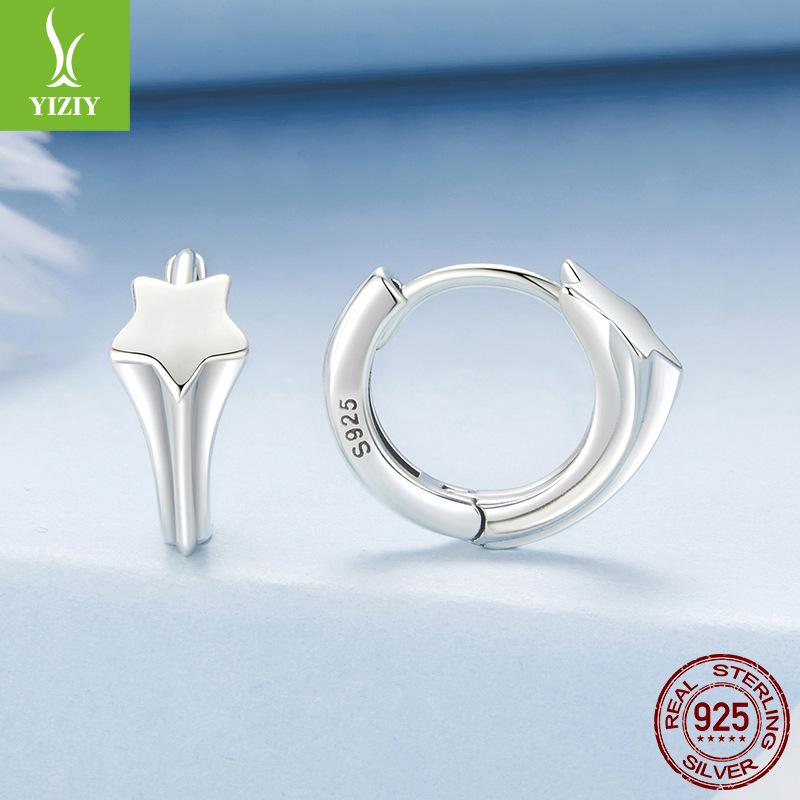 Shining Star Ear Buckle Women, Simple Personality S925 Sterling Silver Versatile Earrings Earrings