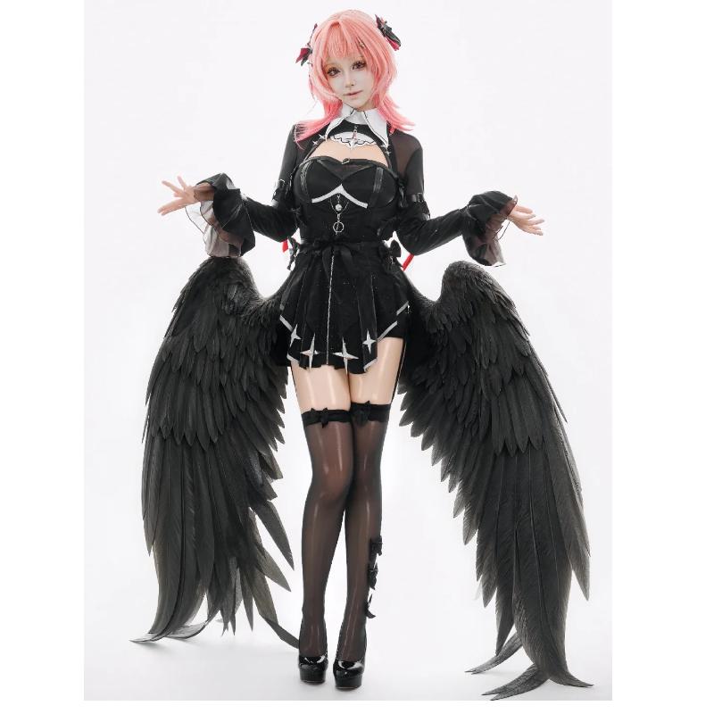 Zenless Zone Zero ZZZ Remielle Dan Cosplay Costume Dual Form Black White Outfit Dress Carnival Anime Game Role Play Wig