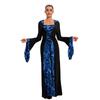 Women's Dinner Medieval Hooded Pendulum Dress Printed Retro Literary Long Sleeve Lace Up Waist