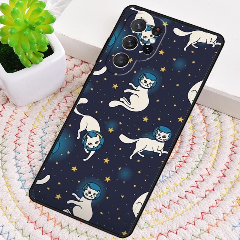 Space Happy Cats TPU Phone Case For Samsung Galaxy Note 10 Pro S26 S25 S24 S23 S22 Ultra Plus S21 FE S20 Shockproof Cover