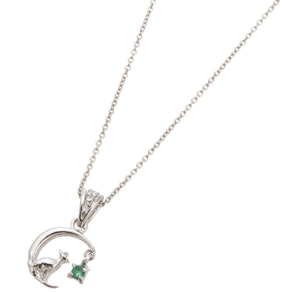 [ALIVE] Crescent Moon and Cat Birthstone Necklace, Sterling Silver 925, Cubic Zirconia, Natural Stone, Cat, Moon, Birthstone, Cute and Stylish,