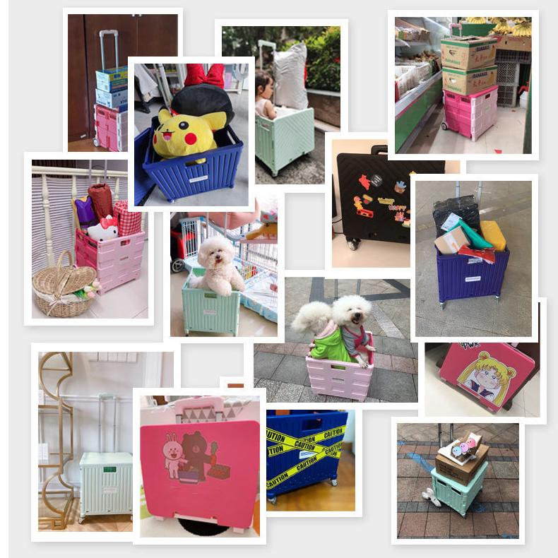 WTEMPO Einkaufstrolley, tragbarer, faltbarer Campingtrolley, große Kapazität, Einkaufstrolley, Haushalts-Aufbewahrungsbox für den Außenbereich