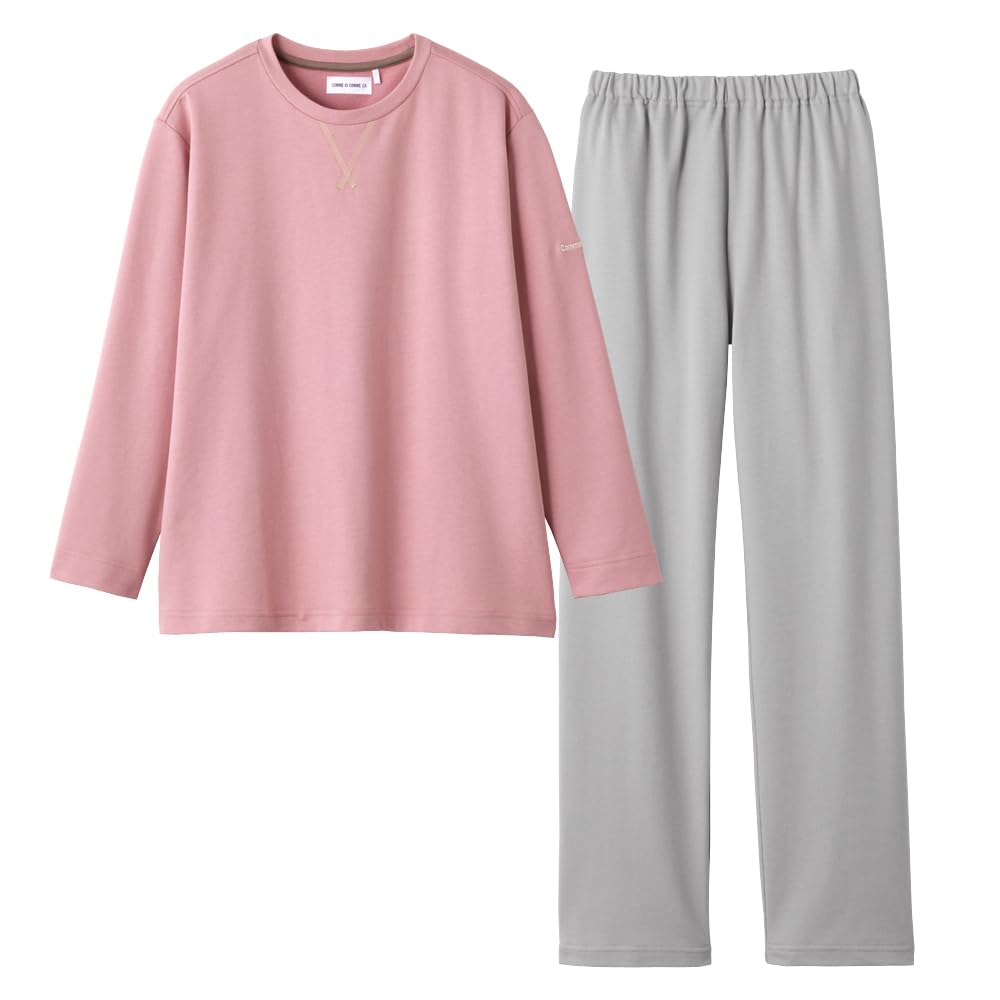 Gunze CI Comme CA Light Pink Mini Fleece Long Sleeve and Light Pink Women's Loungewear, Pants, (MF6023)